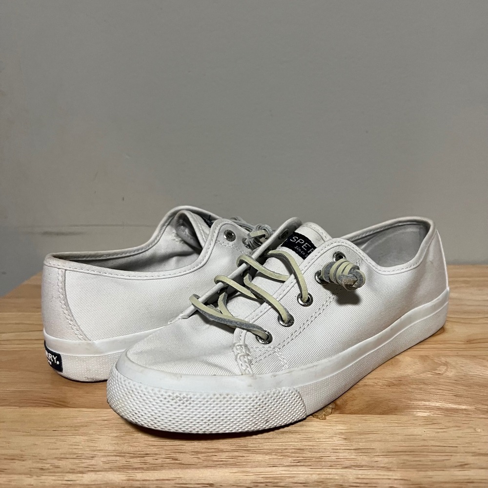 Sperry Top Sider Canvas Low Top Sneakers Women's Size 7 White Shoes